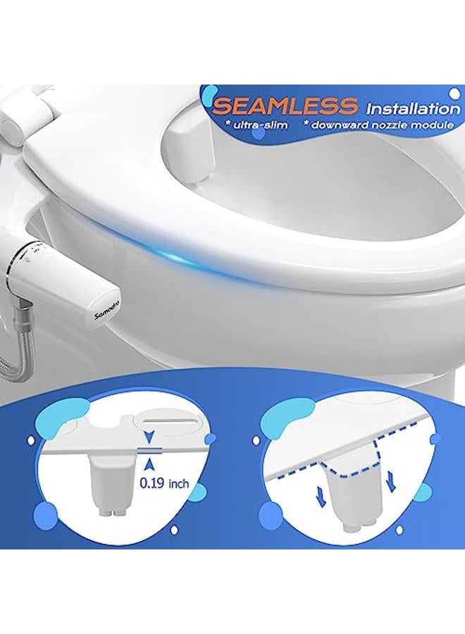 SAMODRA Ultra-Slim Bidet Attachment for Toilet - Dual Nozzle (Frontal & Rear Wash) Hygienic Bidets for Existing Toilets - Adjustable Water Pressure Fresh Water Toilet Bidet - Easy to Install - Image 4