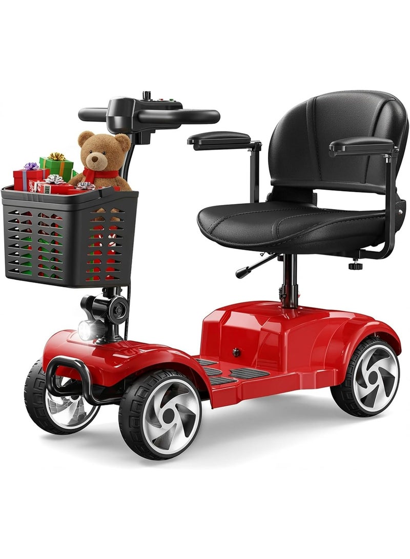 Premium 4-Wheel Foldable Electric Mobility Scooter for Adults & Seniors – 20-Mile Range, 330 lb Capacity, Compact & Travel-Ready Red - Image 1