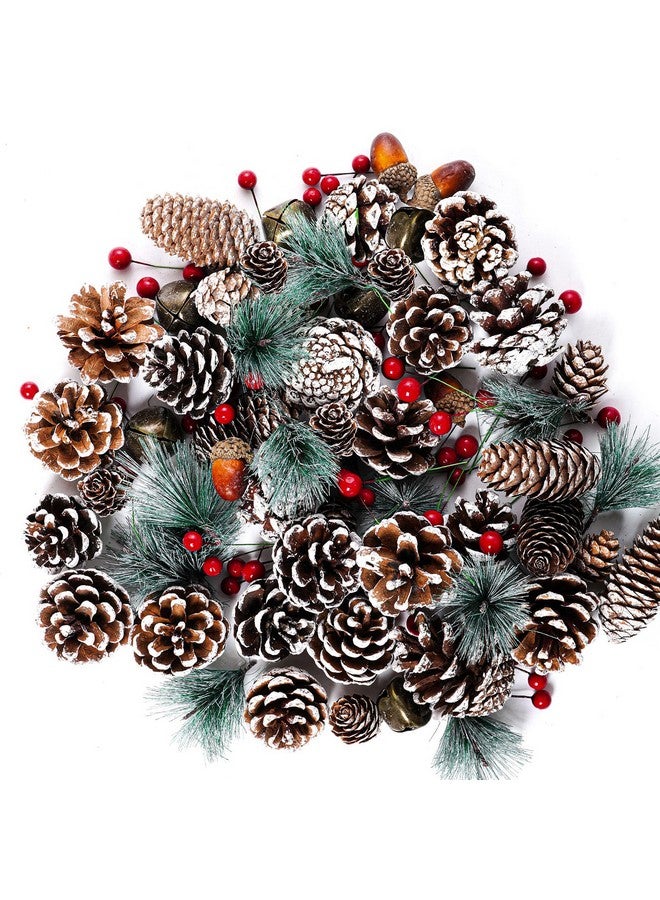 cnomg 120pcs Artificial Pine Cones Pine Set Fake Natural Pinecones Acorns Red Berries Christmas Decor Ornaments for Home Winter Decorations - Image 1