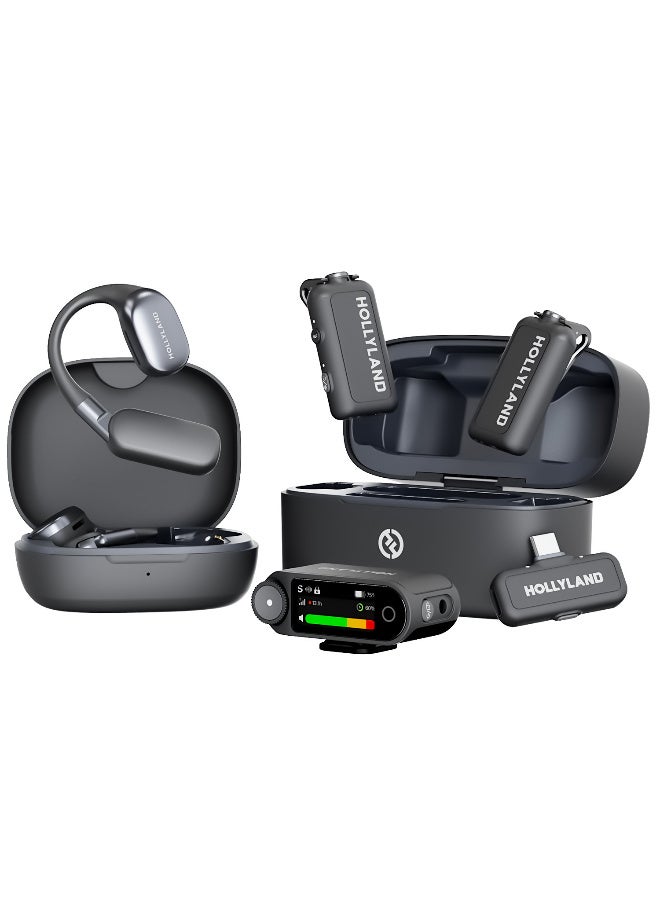 هولي لاند Hollyland LARK MAX 2 Ultimate Combo, Wireless Microphone, AI Noise Cancel, Wireless Audio Monitoring, 32bit Full-Chain Audio, Mic for Camera, iPhone, Android (2TX + 2RX+ OWS Earphones + Charging Case) Lark Max 2 Ultimate - Image 1