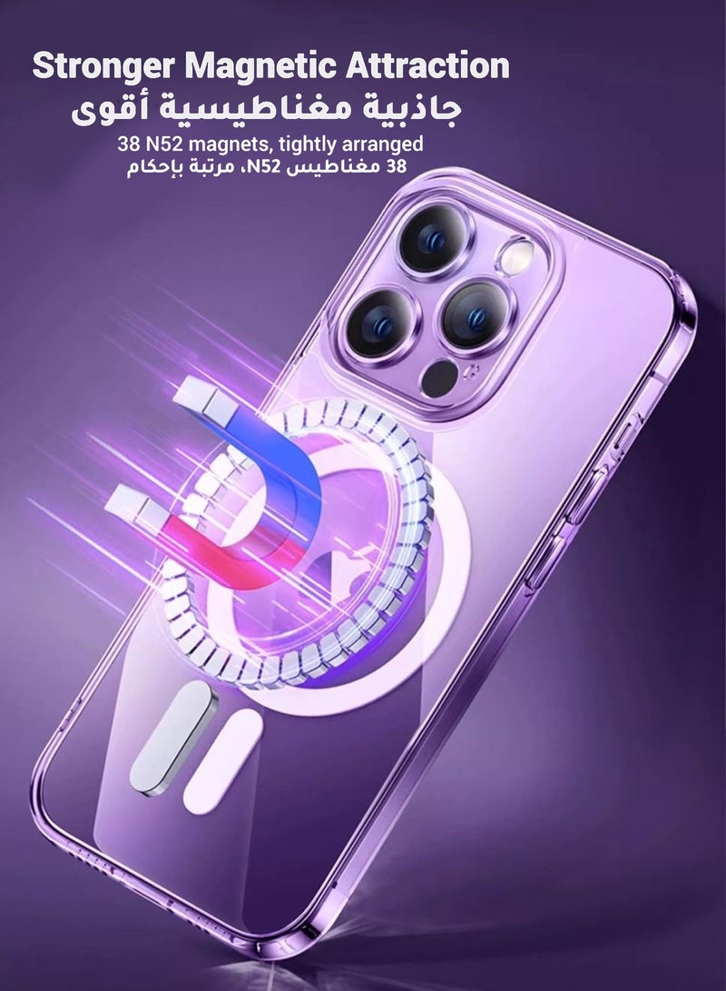 Pisen Magnetic Case for iPhone 15 Pro Compatible with MagSafe Wireless Charging, Shockproof Phone Bumper Cover, Anti-Scratch Clear Back,Anti-Yellow, With 1 Screen Film Tempered Glass Cover Protector - Image 3