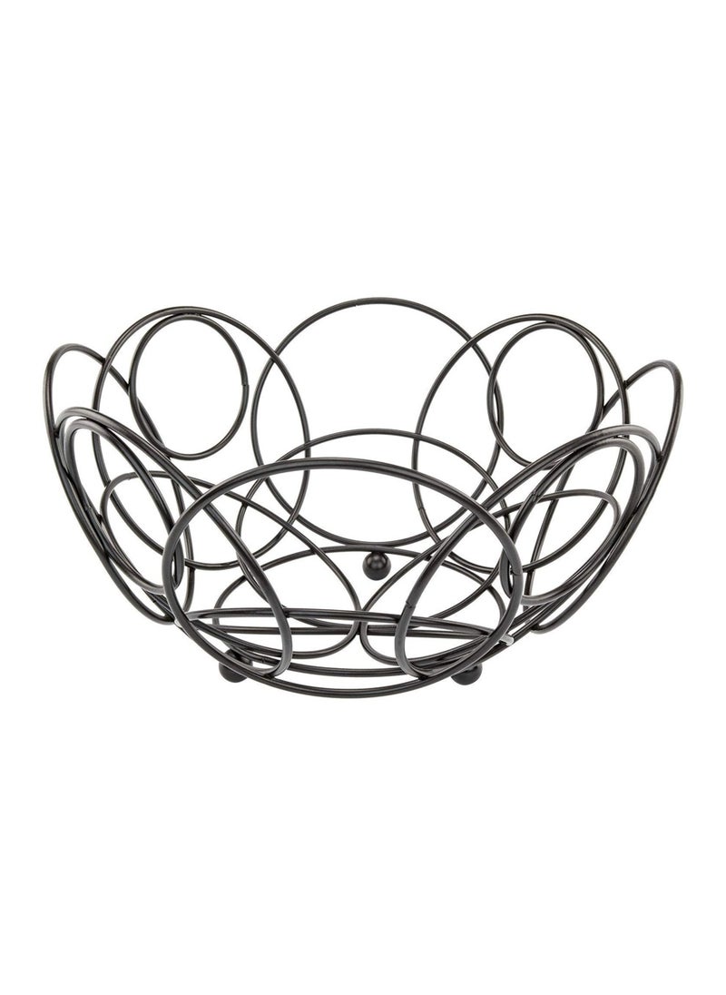 sulfar MS Multipurpose Round Shape Vegetable and Fruit Bowl Basket for Kitchen Decorative Fruits and Veggie Storage Holder for Counter (Black)  - Image 1