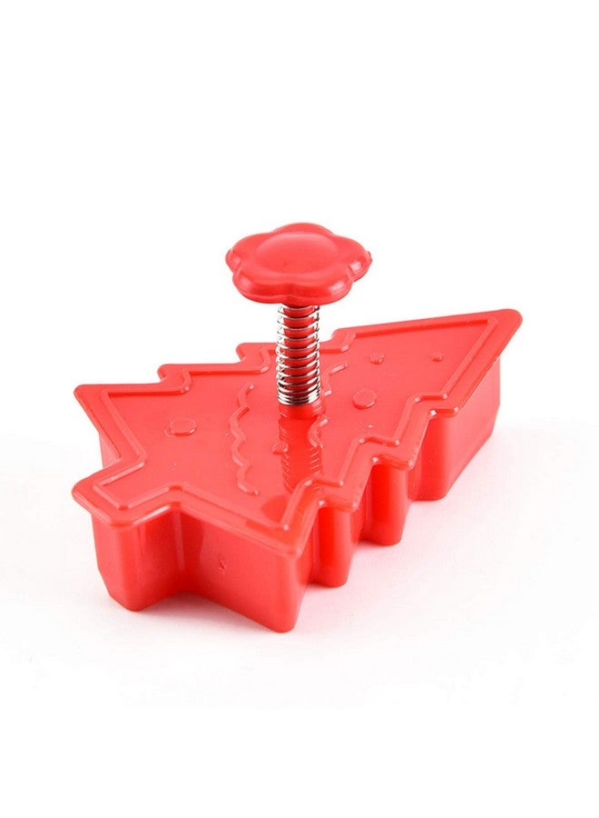 ONESWI Christmas Themed Cookie Cutter Set - Plastic Spring Biscuits Pastry Cutter Set 3D Cookie Cake Plunger Cutter Baking Mould, 4 Pack Christmas Cookie Cutters - Image 4