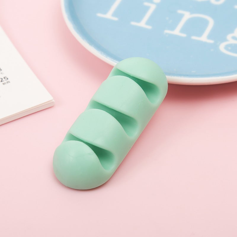 Desktop Cable Organizer Clips Self-Adhesive Blue 3 holes - Image 2