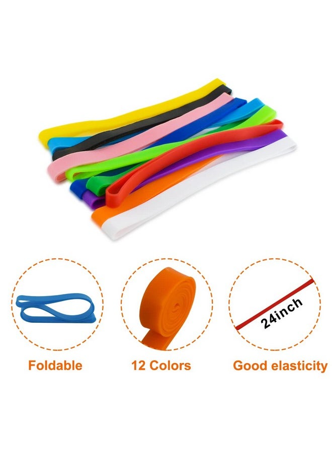 Tenalleys - 12 Pieces Large Silicone Rubber Bands 12 Inch Towel Bands Extra Large Rubber Bands For Beach Chairs Packing Books Outdoor Gear(12 Color) - Image 1