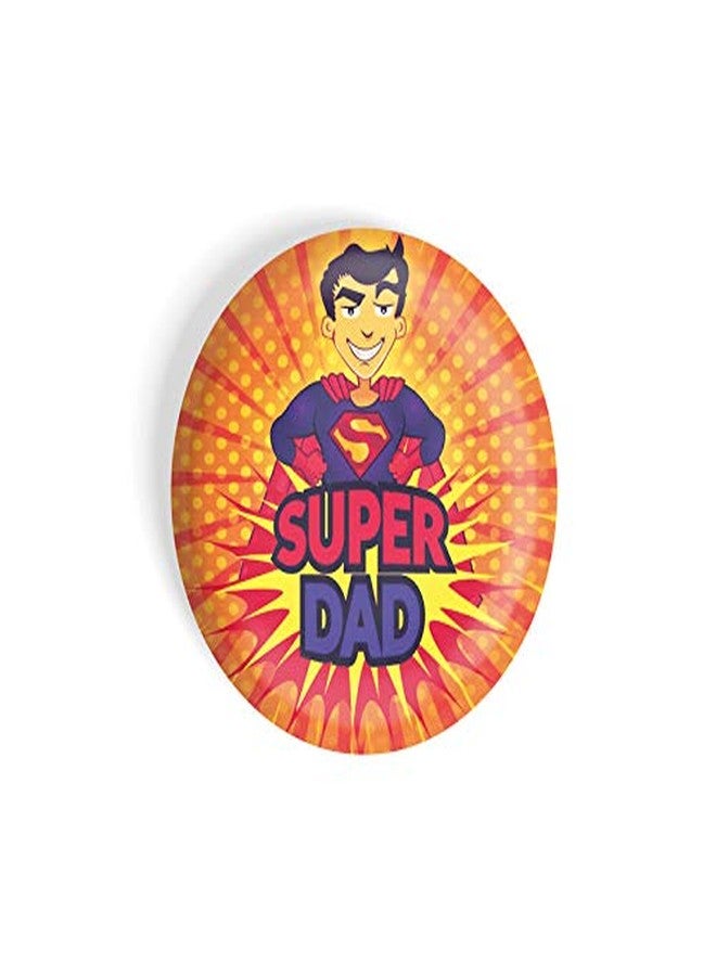dhcrafts Pin Badges Orange Colour Super Dad Quote Glossy Finish Design Pack of 1 - Image 3