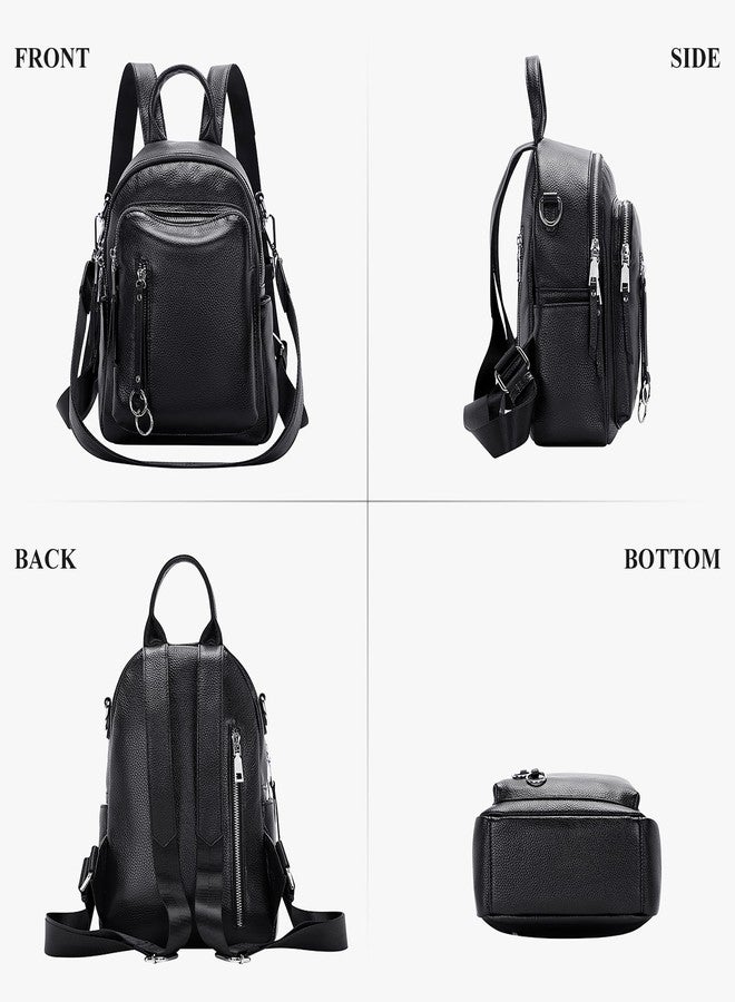ALTOSY Fashion Genuine Leather Backpack Purse for Women Shoulder Bag Casual Daypack Small(S10 Black) - Image 4