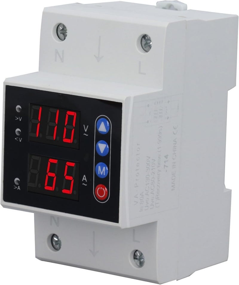 YDuupxe Adjustable Voltage Protector AC80‑300V 80A Overcurrent Protector Intelligent Over and Under Voltage Protective Device for Home - Image 1