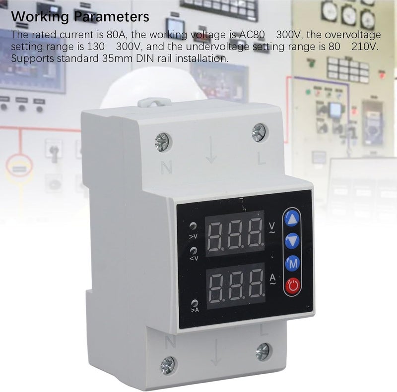 YDuupxe Adjustable Voltage Protector AC80‑300V 80A Overcurrent Protector Intelligent Over and Under Voltage Protective Device for Home - Image 5