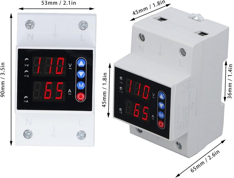 YDuupxe Adjustable Voltage Protector AC80‑300V 80A Overcurrent Protector Intelligent Over and Under Voltage Protective Device for Home - Image 2