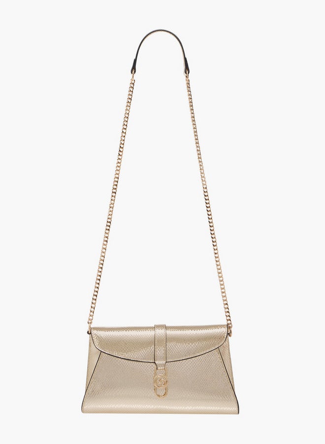 Celeste Textured Crossbody Bag with Chain Strap and Flap Closure - Image 3
