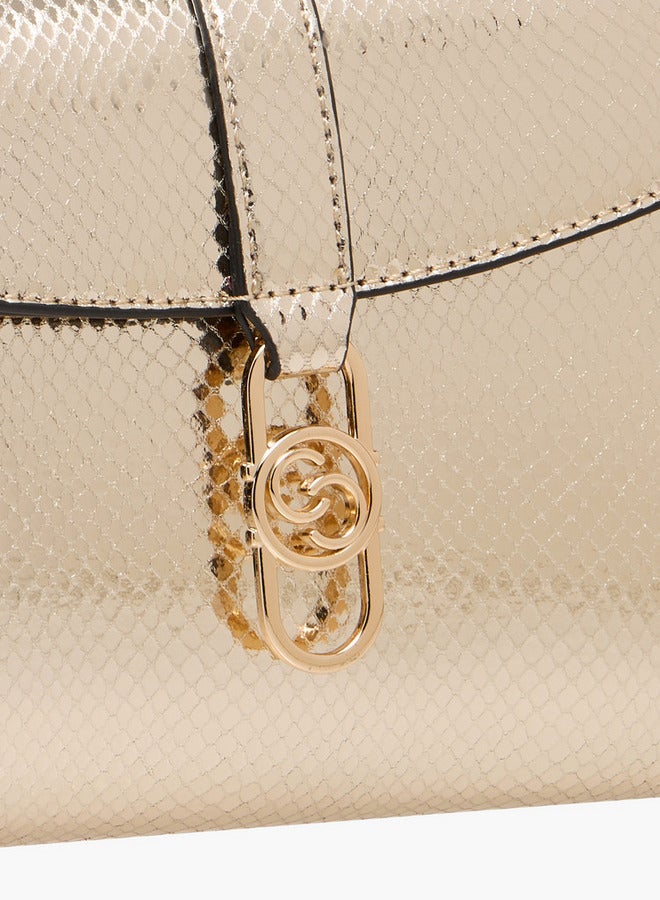 Celeste Textured Crossbody Bag with Chain Strap and Flap Closure - Image 5