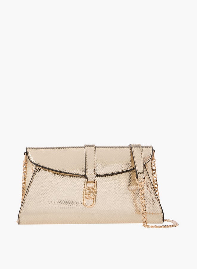 Celeste Textured Crossbody Bag with Chain Strap and Flap Closure - Image 1