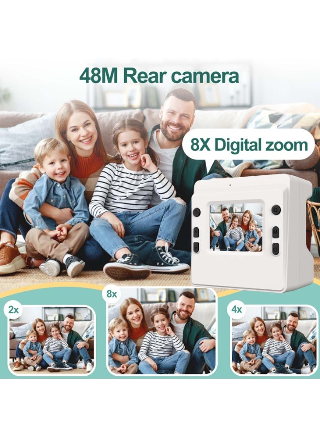Instant Print Digital Camera for Men, Women - HD Selfie Camera with Built-in more Filters, 1080P Photo/Video Recording,Built-in Rolls Paper - Portable Mini Polaroid Printer for Travel, Valentine's Day, Christmas, Birthdays, Parties - Best Creative Gift for Couples, Friends, Family（1300mAh Rechargeable batteries)-White - Image 3