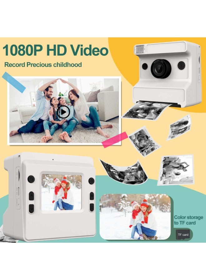 Instant Print Digital Camera for Men, Women - HD Selfie Camera with Built-in more Filters, 1080P Photo/Video Recording,Built-in Rolls Paper - Portable Mini Polaroid Printer for Travel, Valentine's Day, Christmas, Birthdays, Parties - Best Creative Gift for Couples, Friends, Family（1300mAh Rechargeable batteries)-White - Image 5