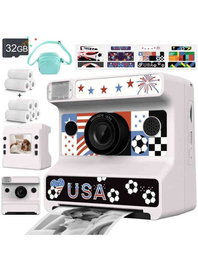 Instant Print Digital Camera for Men, Women - HD Selfie Camera with Built-in more Filters, 1080P Photo/Video Recording,Built-in Rolls Paper - Portable Mini Polaroid Printer for Travel, Valentine's Day, Christmas, Birthdays, Parties - Best Creative Gift for Couples, Friends, Family（1300mAh Rechargeable batteries)-White - Image 1