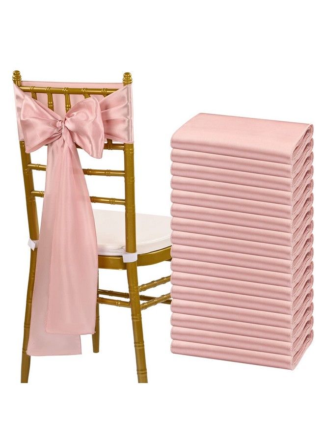 fani 60 Pcs Rose Gold Satin Chair Sashes Bows Universal Chair Cover For Wedding Reception Restaurant Event Decoration Banquetpartyhotel Event Decorations (7 X 108 Inch) - Image 1