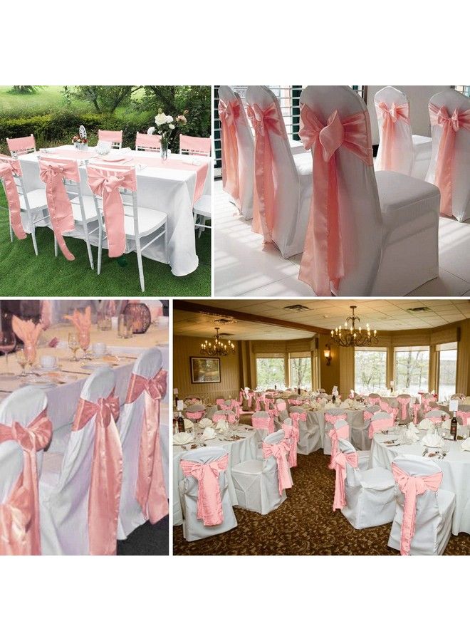 fani 60 Pcs Rose Gold Satin Chair Sashes Bows Universal Chair Cover For Wedding Reception Restaurant Event Decoration Banquetpartyhotel Event Decorations (7 X 108 Inch) - Image 5