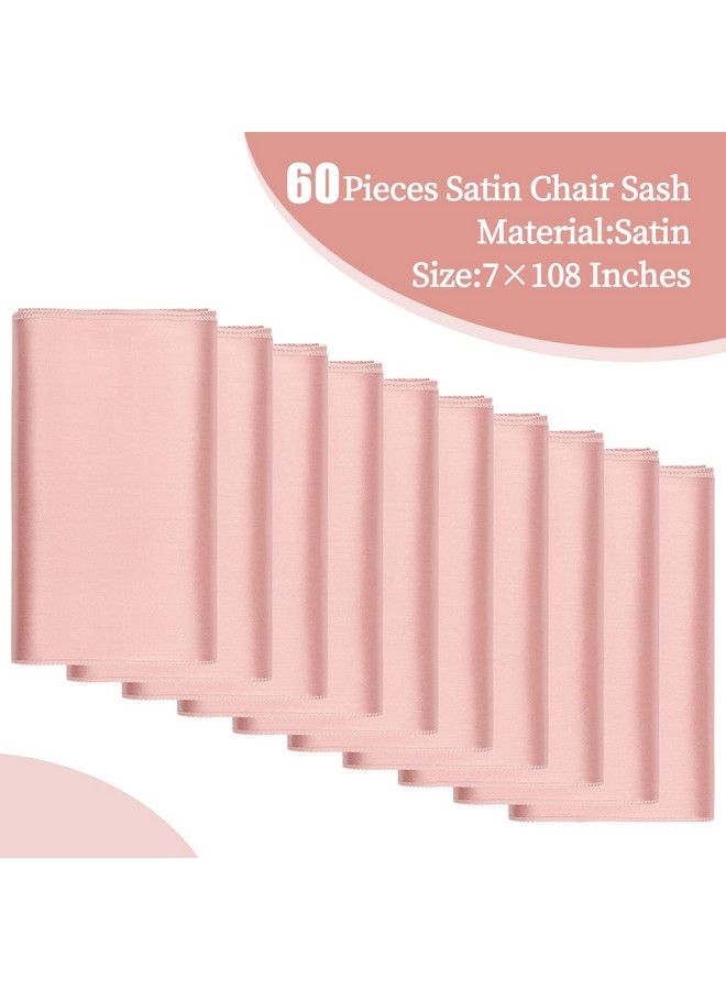 fani 60 Pcs Rose Gold Satin Chair Sashes Bows Universal Chair Cover For Wedding Reception Restaurant Event Decoration Banquetpartyhotel Event Decorations (7 X 108 Inch) - Image 3