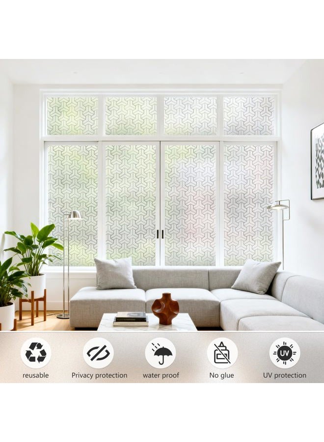 JAYONG Window Privacy Film with Installation Tools, Frosted Window Film for Glass, Static Clings Stained Glass Window Film Heat Control Sun Blocking Rainbow Window Tinting Film for Home Office - Image 2
