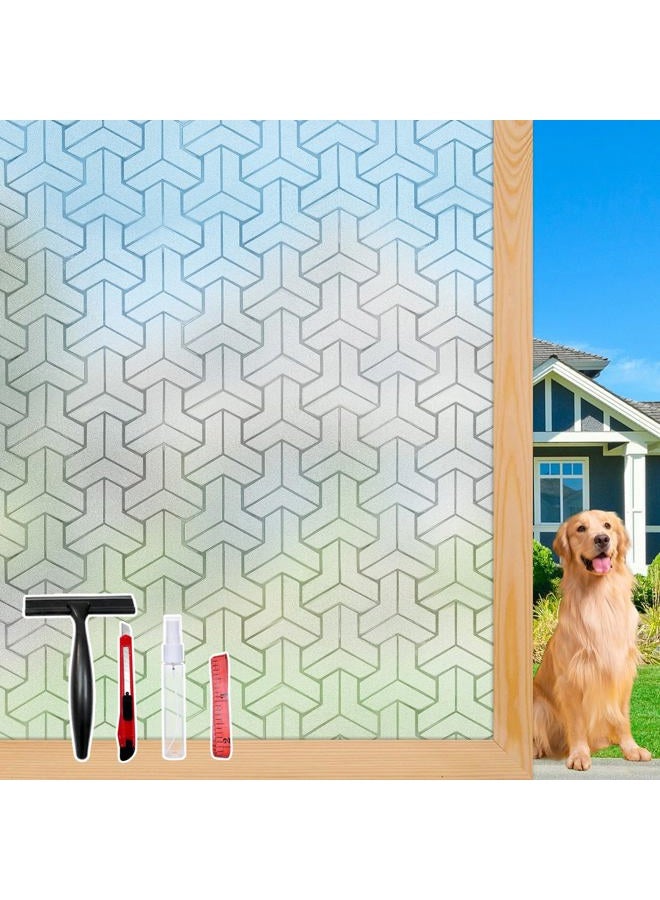 JAYONG Window Privacy Film with Installation Tools, Frosted Window Film for Glass, Static Clings Stained Glass Window Film Heat Control Sun Blocking Rainbow Window Tinting Film for Home Office - Image 1