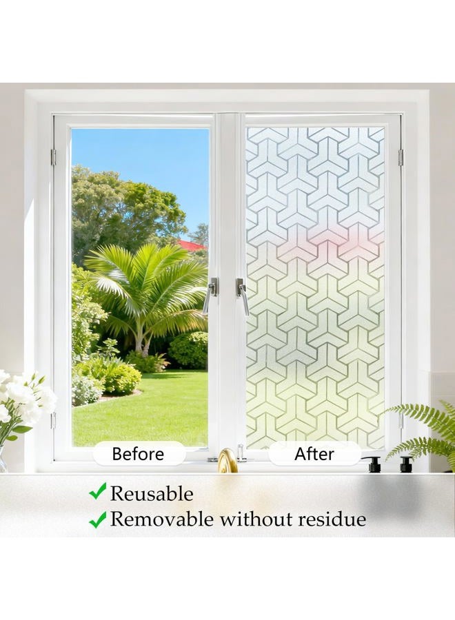 JAYONG Window Privacy Film with Installation Tools, Frosted Window Film for Glass, Static Clings Stained Glass Window Film Heat Control Sun Blocking Rainbow Window Tinting Film for Home Office - Image 4