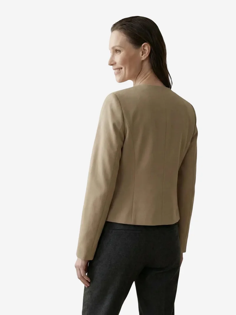 My Fashion Camel Brown MY FASHION Tailored Short Buttoned Tweed Jacket for Women | Best Price UAE