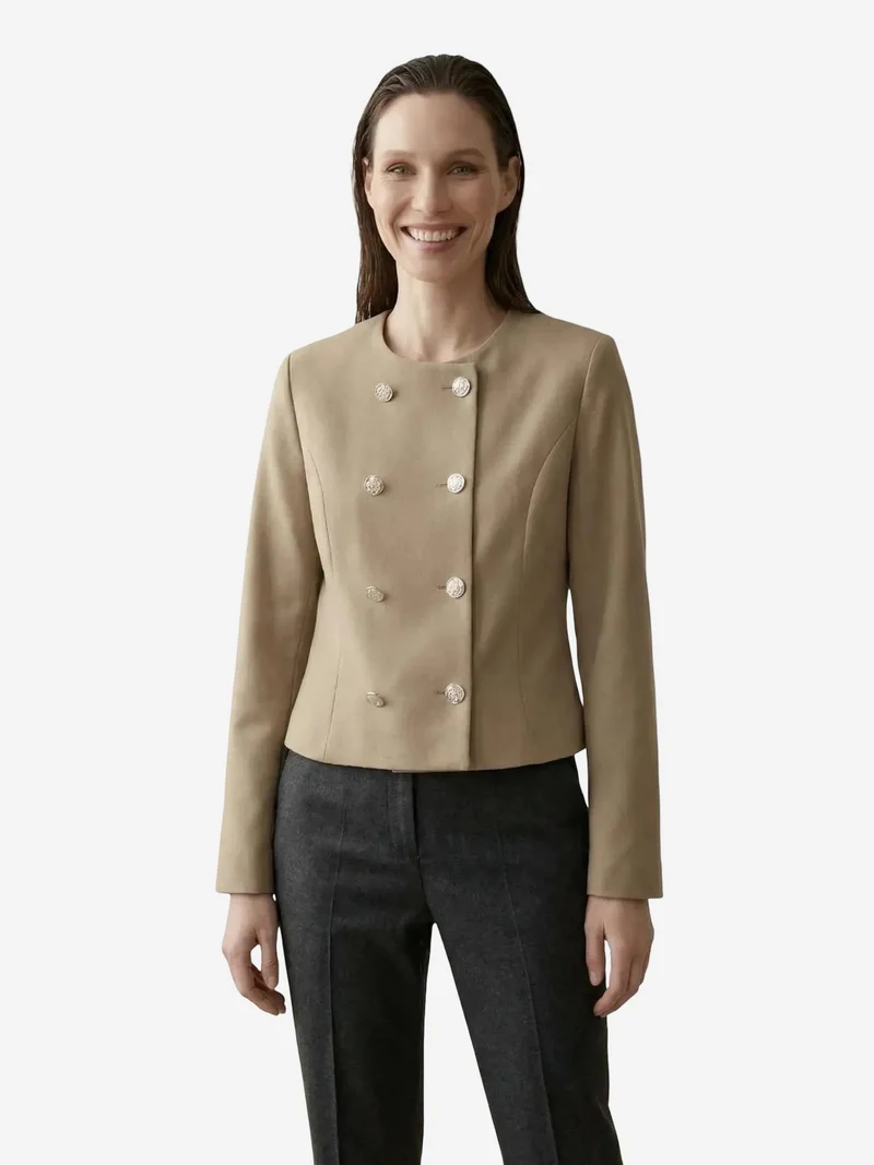 ماي فاشن MY FASHION Tailored Short Buttoned Tweed Jacket