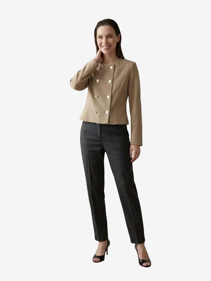 ماي فاشن MY FASHION Tailored Short Buttoned Tweed Jacket