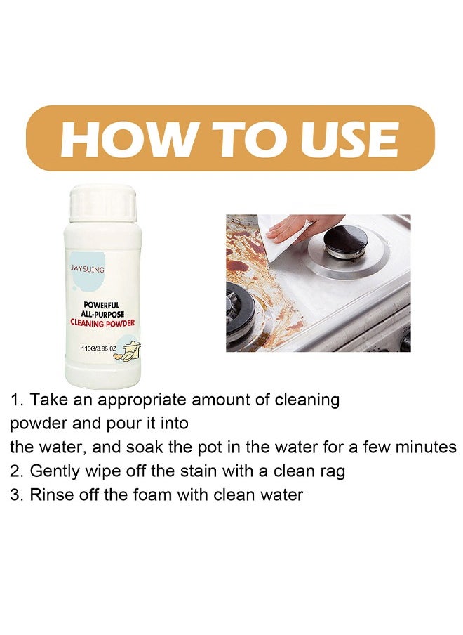 Jaysuing - Powerful Kitchen All-Purpose Powder Cleaner, Foam Rust Remover Kitchen All Purpose Cleaning Powder, Kitchen Grease Foam Cleaner, Strong Multi-Purpose Powder Cleaner 110G - Image 1