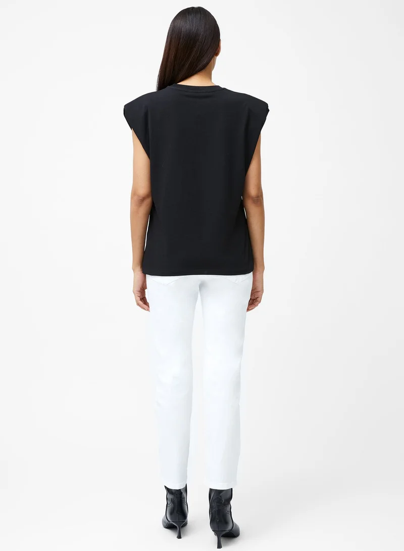 French Connection black Rallie Shoulder Pad Tank Top for Women | Best Price UAE