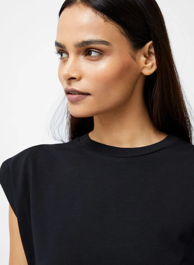 French Connection black Rallie Shoulder Pad Tank Top for Women | Best Price UAE
