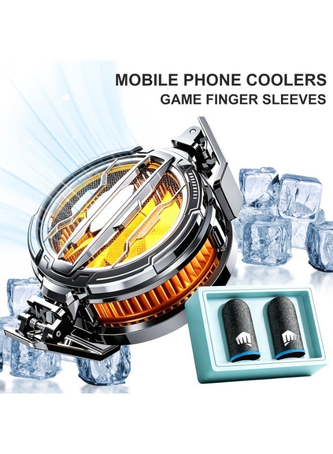 Magnetic Phone Cooler, Portable Phone Cooling Fan, Universal Phone Fan Cellphone Radiator for iOS/Android/Tiktok Live Streaming ect,With gaming finger sleeves - Image 1