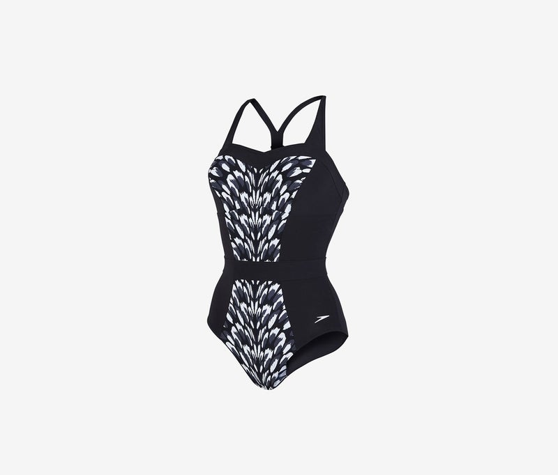 speedo Women Sculpture Aura Glow Swimsuit, Black Combo