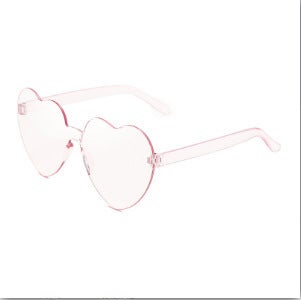 Generic Transparent Jelly Heart Sunglasses Unisex shallow powder
