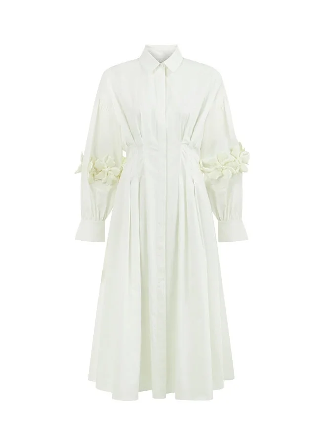 Ipekyol Flared Fit Midi Dress With Raised Flowers