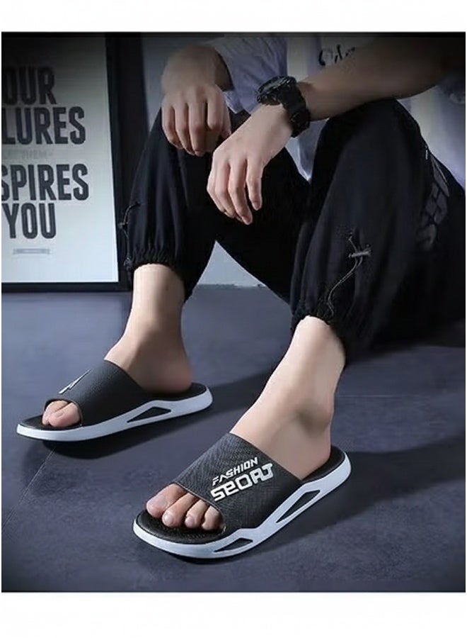 ZCM-HAPPY Unisex Shower Slippers Men's Women's Non-Slip Flat Sandals Suitable for Outdoor or Indoor or Bathroom Use - Image 2