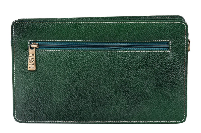 BRAND LEATHER Solid 9 Cms Cosmetic Pouch (M_BL1176_GREEN) - Image 2