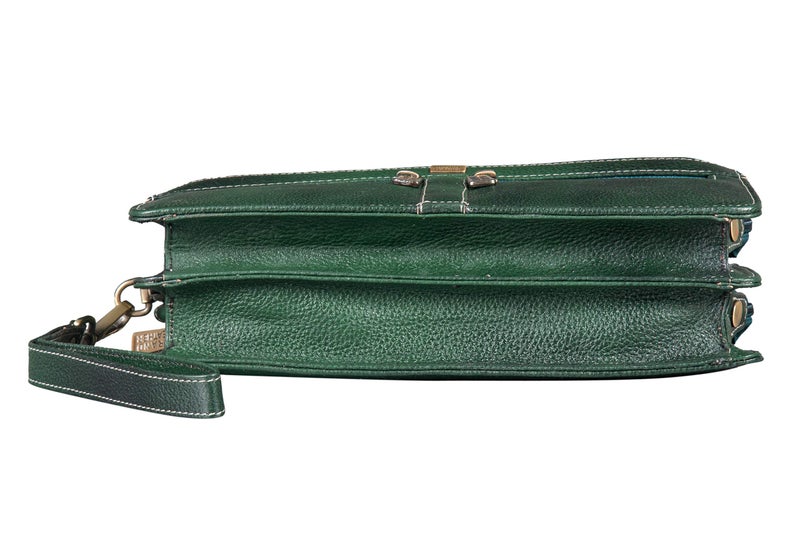 BRAND LEATHER Solid 9 Cms Cosmetic Pouch (M_BL1176_GREEN) - Image 3