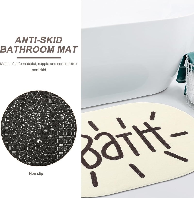 Non-Slip Absorbent Bathroom Rug 60x40cm White Sherpa Mat Quick-Drying Door Entrance Floor Mat for Home and Hotel Bath - Image 4