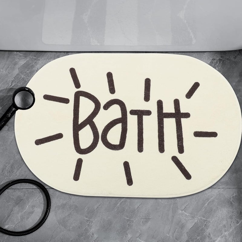 Non-Slip Absorbent Bathroom Rug 60x40cm White Sherpa Mat Quick-Drying Door Entrance Floor Mat for Home and Hotel Bath - Image 5