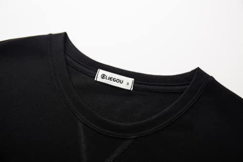 KLIEGOU Mens 100% Cotton Hipster Hip Hop Longline Crewneck T-Shirt Black XL(66) - Image 3