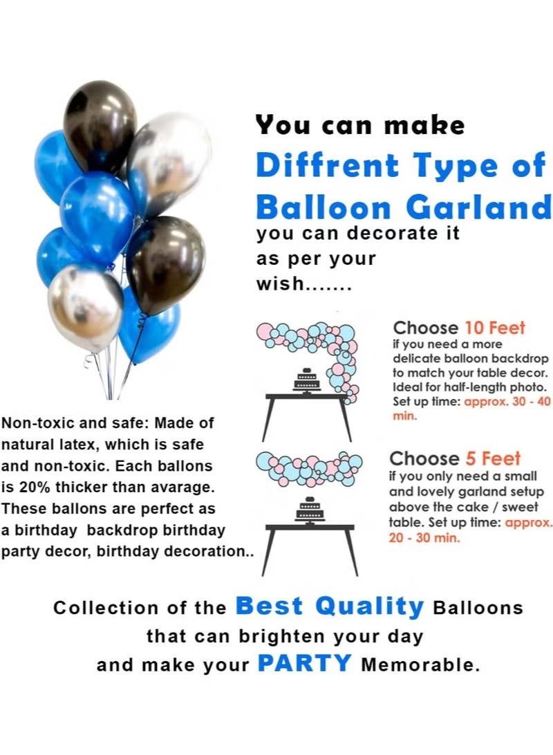Happy Birthday Decoration Kit, 32 Pcs Set with Silver Foil Letter Balloons and Blue, Silver, Black Metallic Latex Balloons for Boys & Kids - Image 3