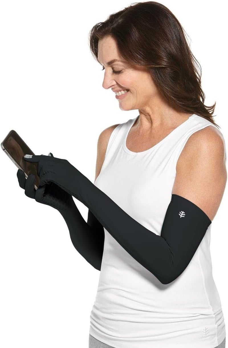 Coolibar UPF 50+ Culebra UV Long Sun Gloves - Sun Protective for Men and Women (X-Small, Black) - Image 3