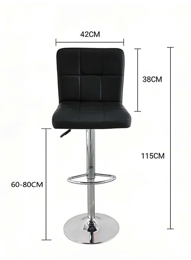 2 قطعة كرسي بار الجلد PU ، مقعد مضاد مريح مع الظهر ، 360 درجة الدوران ومساندات القدم ، كراسي مكتب الاستقبال على الطراز الأوروبي كرسي بار مضاد - Image 3