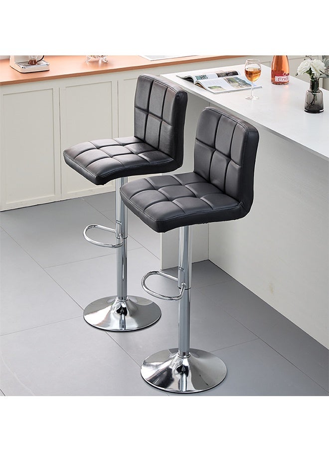 2 قطعة كرسي بار الجلد PU ، مقعد مضاد مريح مع الظهر ، 360 درجة الدوران ومساندات القدم ، كراسي مكتب الاستقبال على الطراز الأوروبي كرسي بار مضاد - Image 2