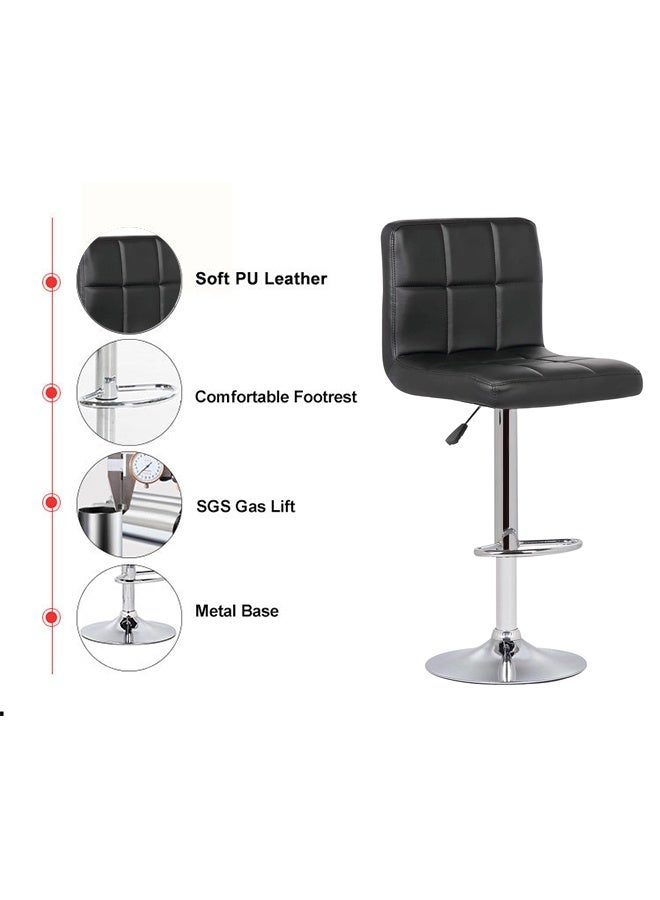 2 قطعة كرسي بار الجلد PU ، مقعد مضاد مريح مع الظهر ، 360 درجة الدوران ومساندات القدم ، كراسي مكتب الاستقبال على الطراز الأوروبي كرسي بار مضاد - Image 4