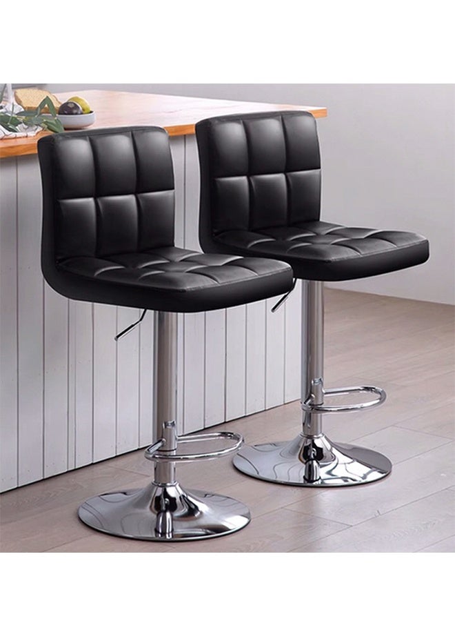 2 قطعة كرسي بار الجلد PU ، مقعد مضاد مريح مع الظهر ، 360 درجة الدوران ومساندات القدم ، كراسي مكتب الاستقبال على الطراز الأوروبي كرسي بار مضاد - Image 1