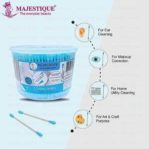 Majestique Ear Cleaner Buds | Cotton Ear Buds Swabs | Wooden Stick Cotton Ear Buds | 100% Pure Cotton and Wooden Stick Ear Buds | Anti-Allergic | Eco Friendly Cotton Swabs (500 Tips) - Image 2