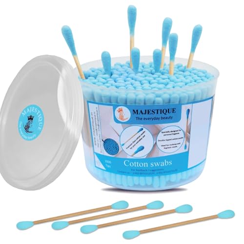 Majestique Ear Cleaner Buds | Cotton Ear Buds Swabs | Wooden Stick Cotton Ear Buds | 100% Pure Cotton and Wooden Stick Ear Buds | Anti-Allergic | Eco Friendly Cotton Swabs (500 Tips) - Image 1